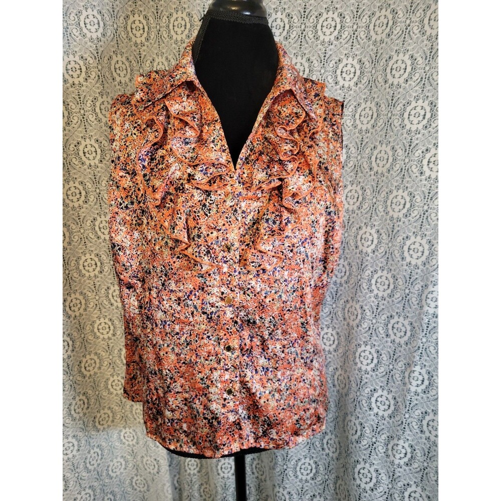 Alex Marie Womens Petite XL Ruffled Blouse Coral